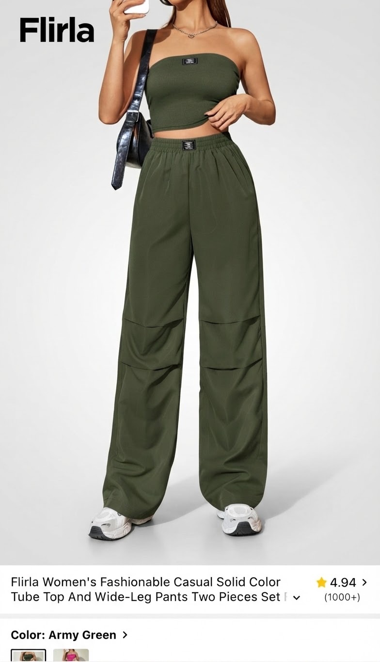 Tube Top And Wide-Leg Pants