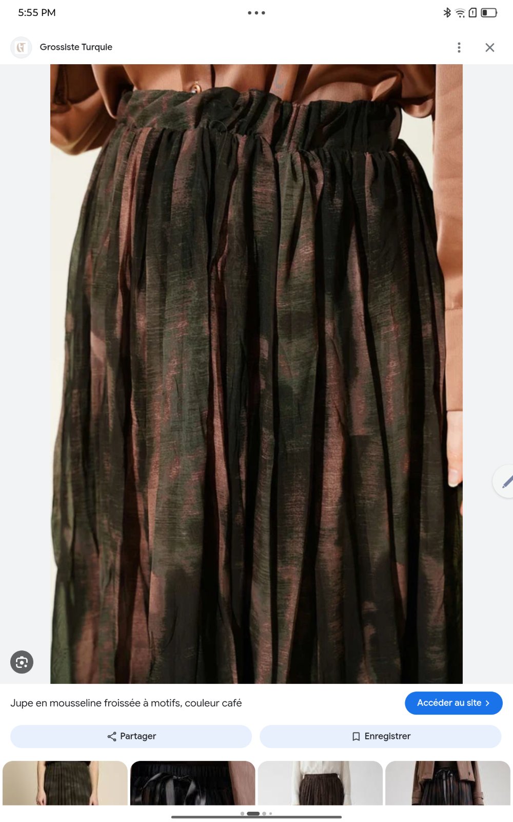 Jupe longue en mousseline froissée avec motifs