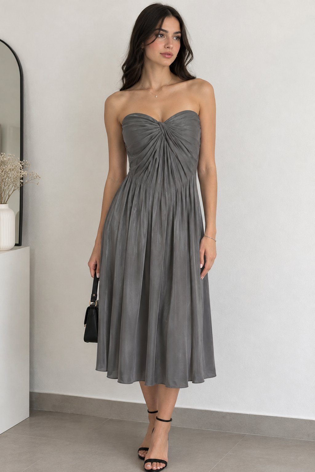 Robe gris effet satiné