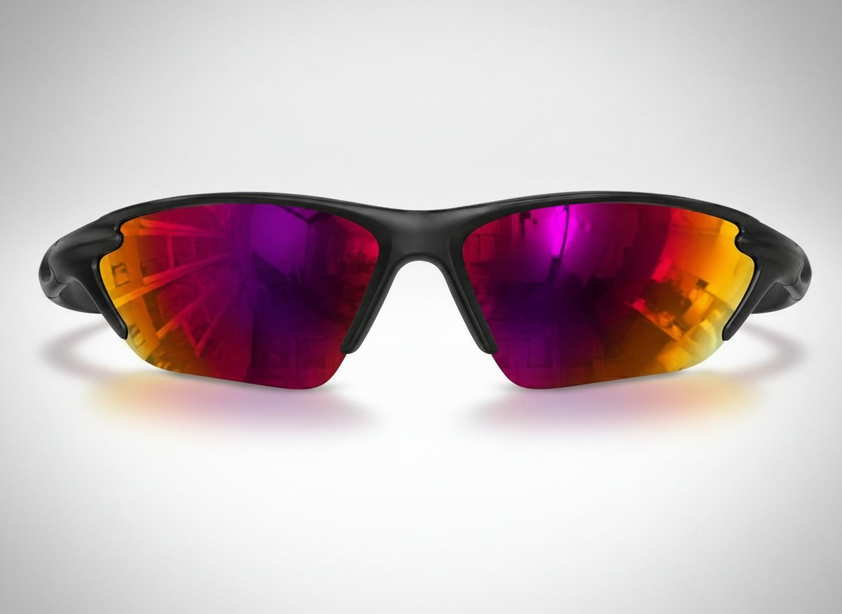 Sport Sunglasses – Mirrored Orange/Yellow Lens, Black Frame