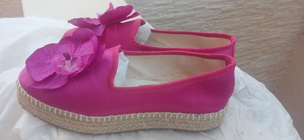 Espadrille chic satinée rose
