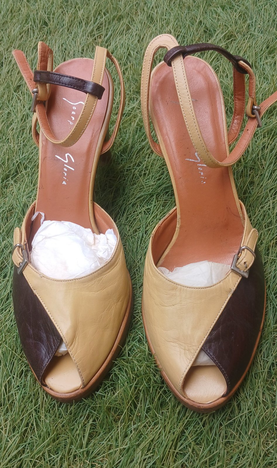 Sabdale vrai cuir beige et marron