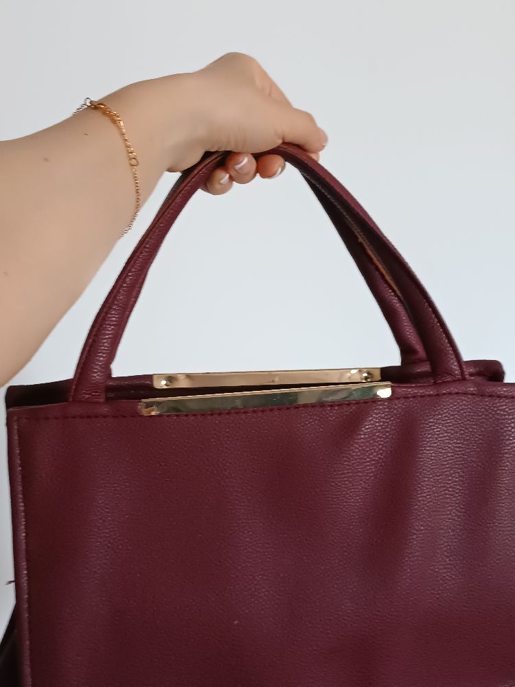Sac burgundy cuir véritable 