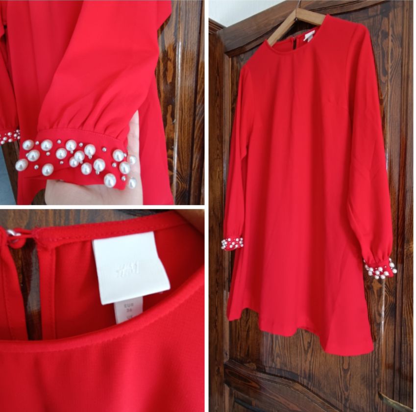 Robe courte h&m rouge avec des perles ♥️♥️♥️