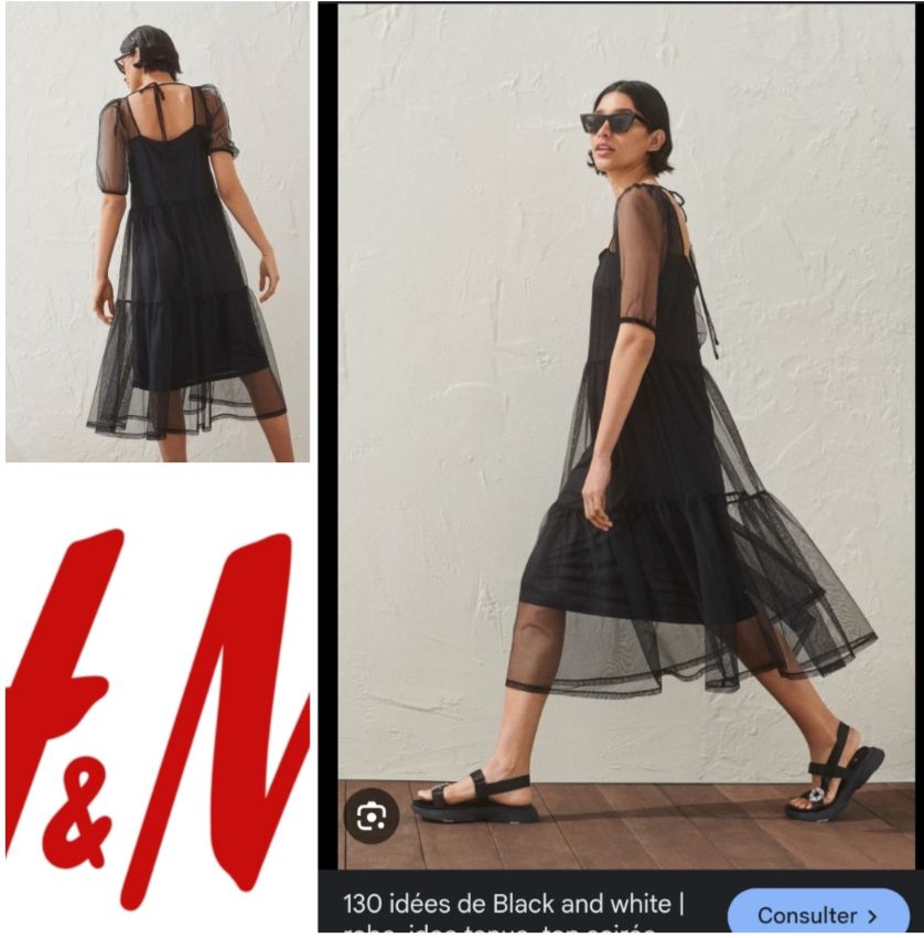 Puff-sleeved mesh dress