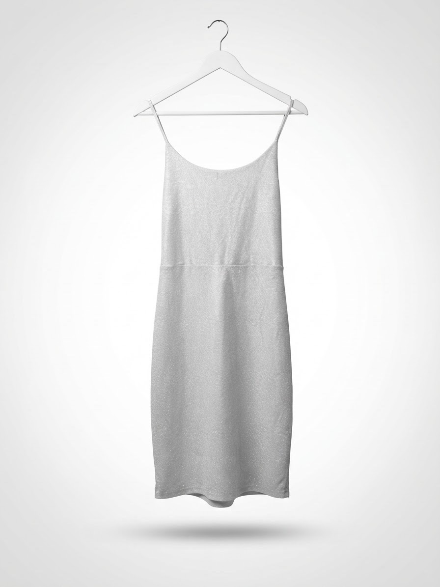 Robe courte droite tissue argenté matte
