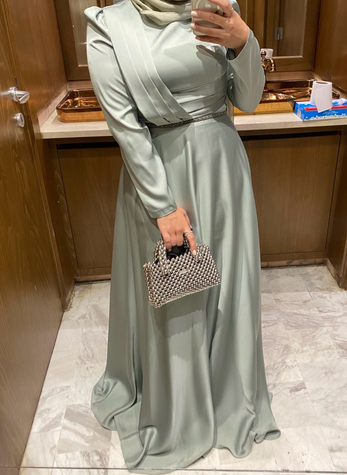 Robe de soirée verte douce pour femme voilée Made in Turkey