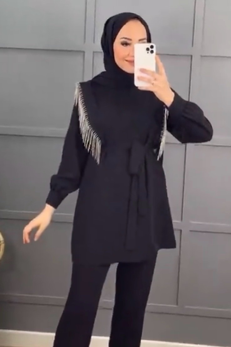 Ensemble noir T42 soiré pour femme voilée