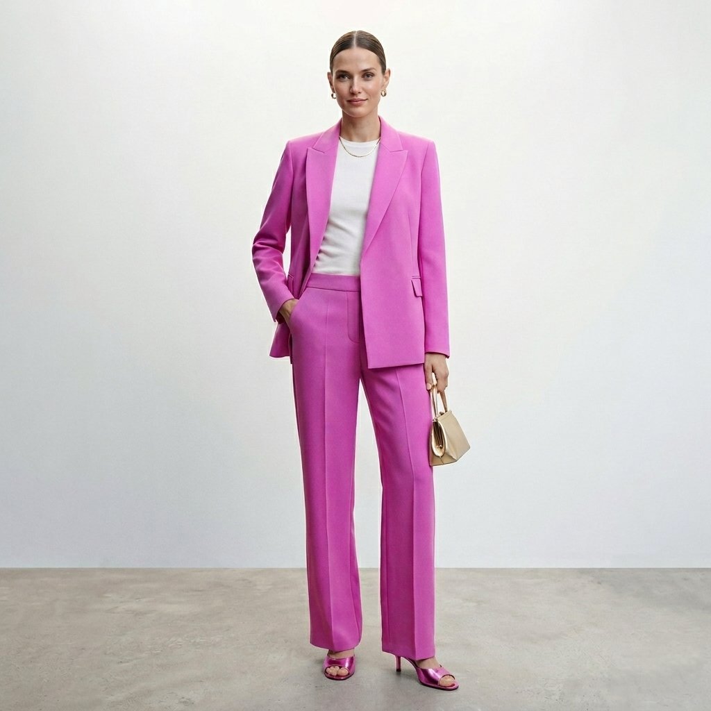 Pantalon Tailleur Fluide Rose Magenta / Violine – Mango (Taille S) 