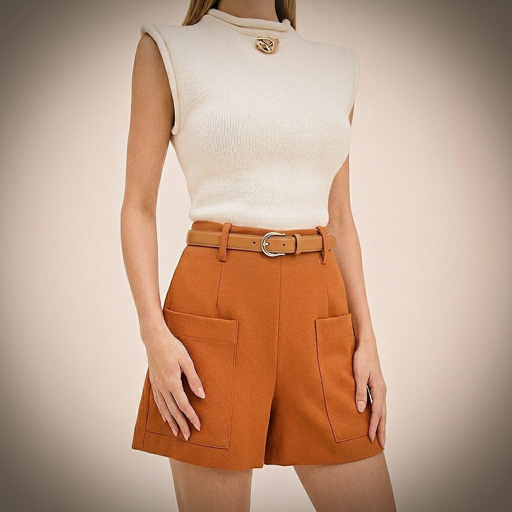 Short Taille Haute Zara – Couleur Terracotta / Roux
