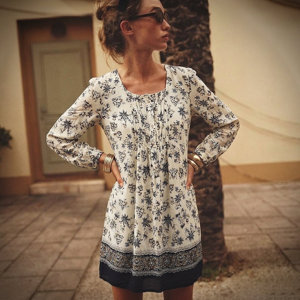 Robe tunique fleurie bohème - Zara