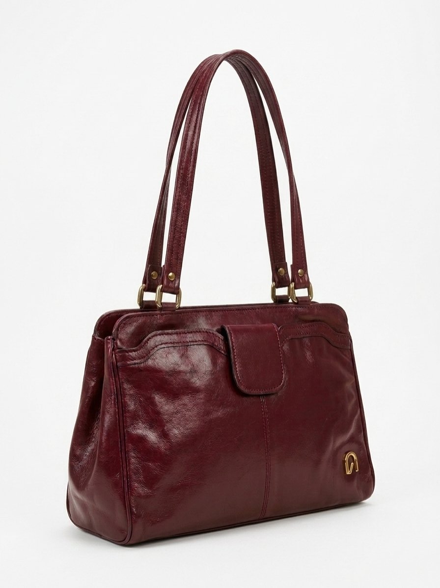 Sac à main Vintage en cuir Bordeaux