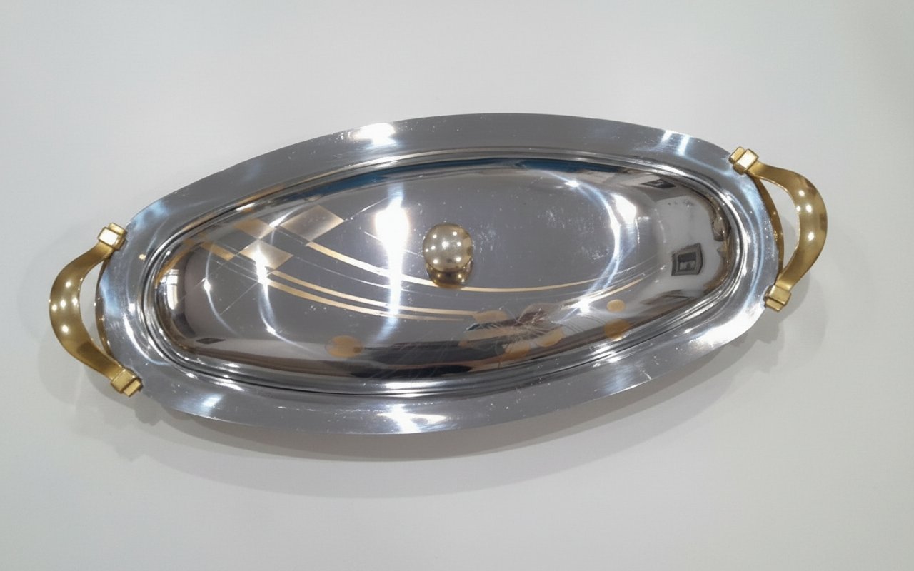 Plateau preaentoire en inox pour poisson ou viande 