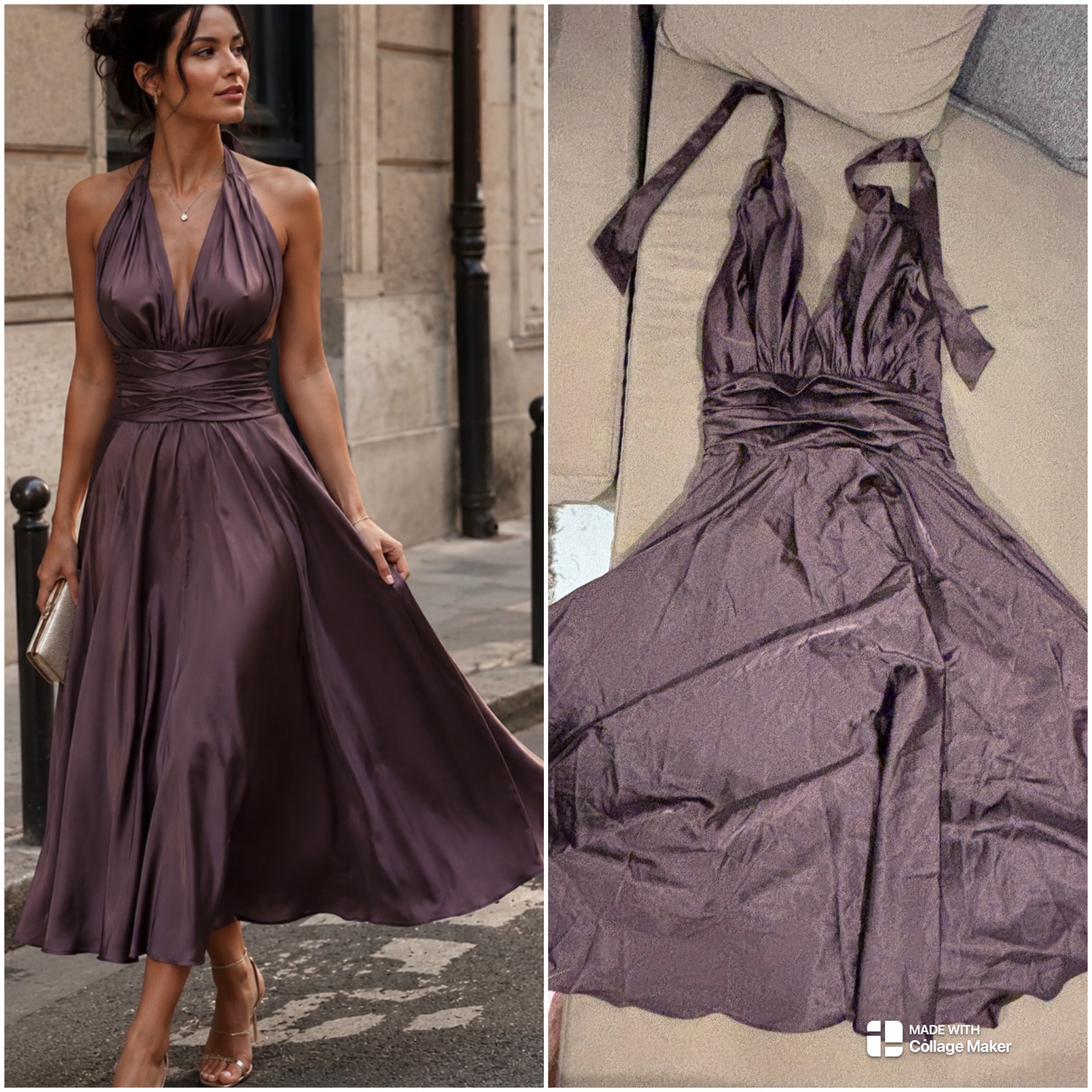 Belle robe dos nu marron chocolat