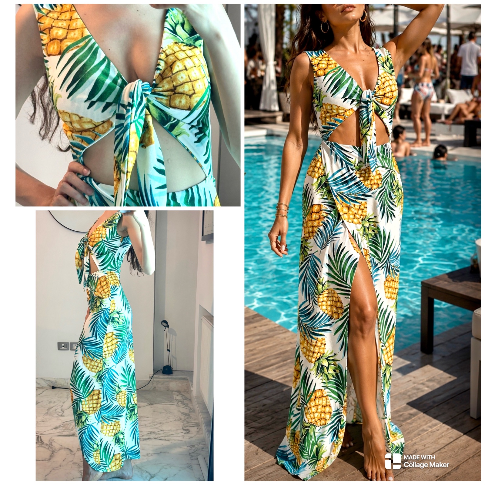 Topical print sexy dress 