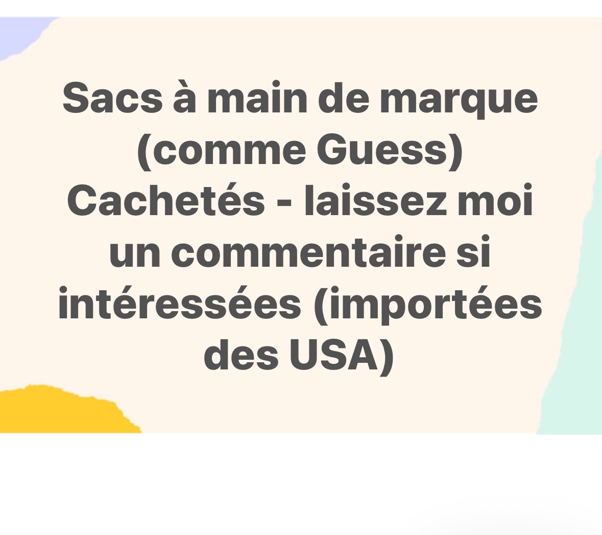 Sac a main importées des USA