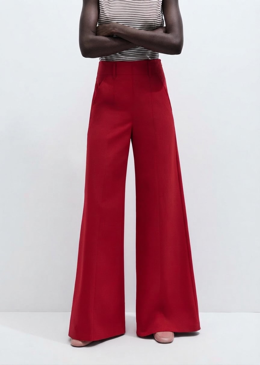 Pantalon rouge wide leg de la marque pretty little thing