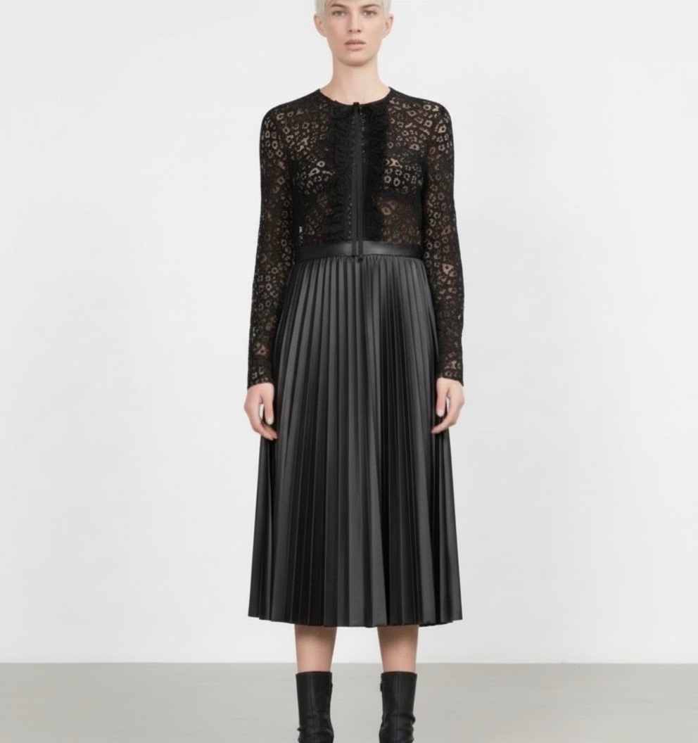 Robe zara noir longue avec dantelle 