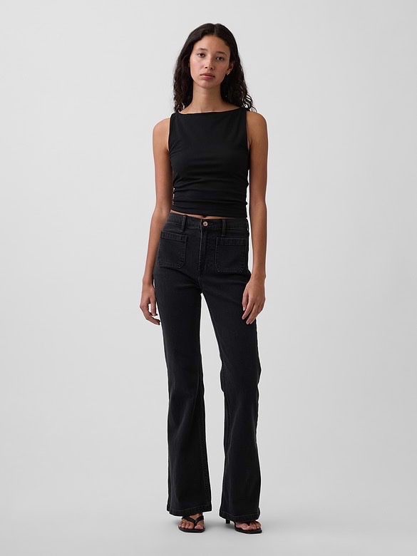Jean noir patte d'éléphant