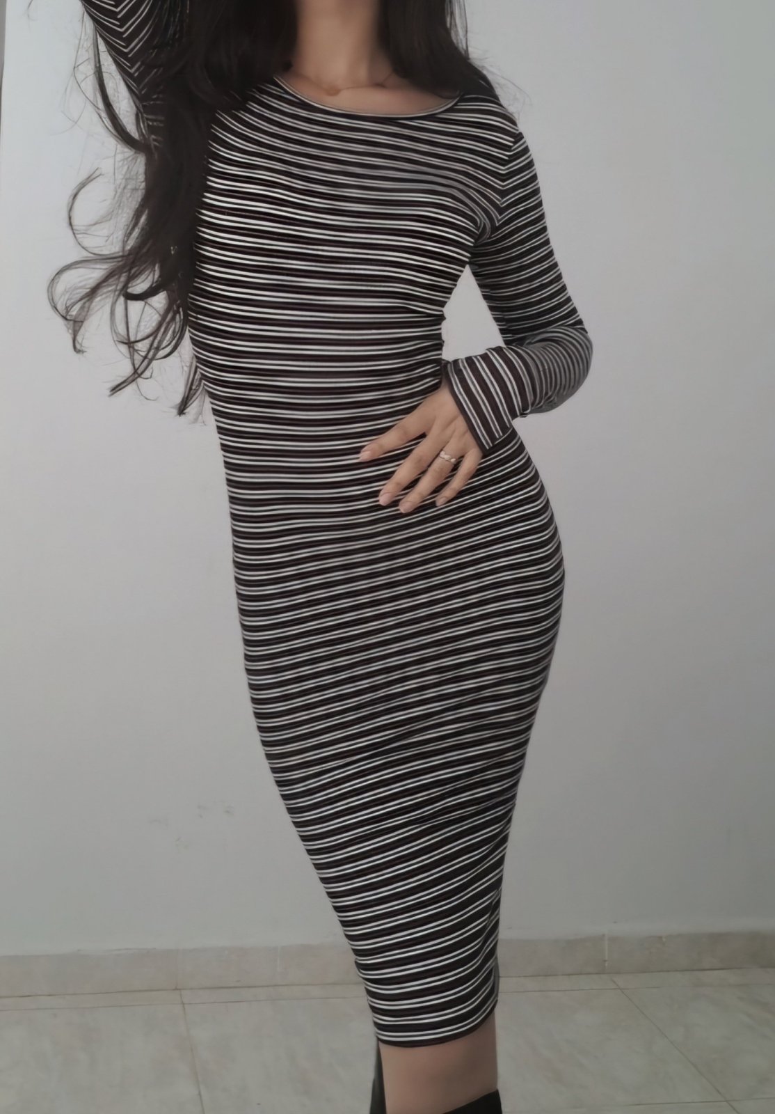 Robe moulante rayée casual chic