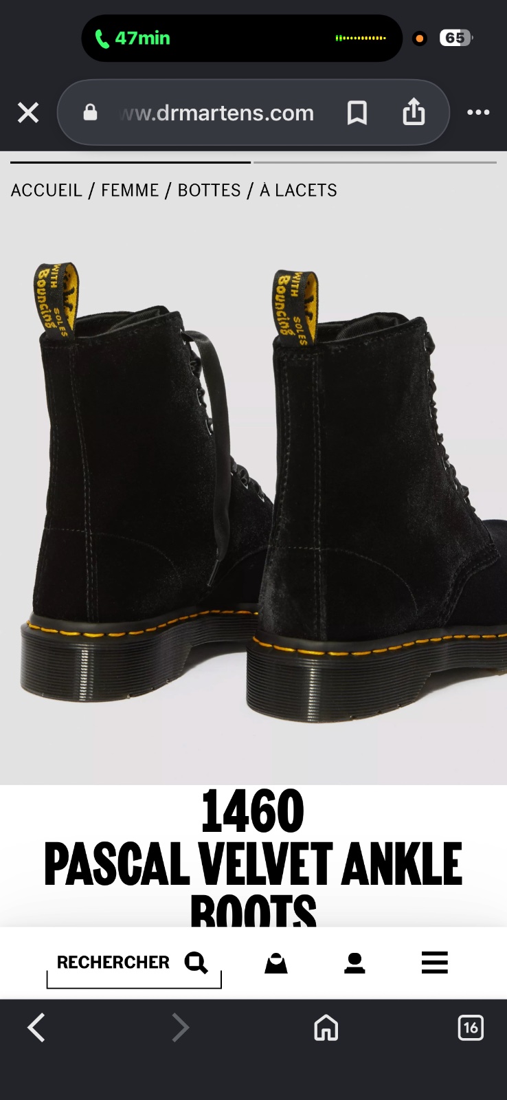 Dr martens authentique en velours 