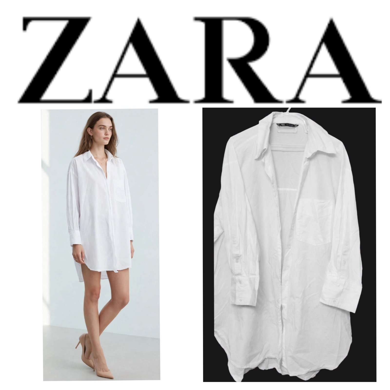 Une sublime chemise blanche , longue et oversize ZARA parfaitement idéale pour tout tenues 🔥🔥❤️‍🔥❤️‍🔥❤️‍🔥