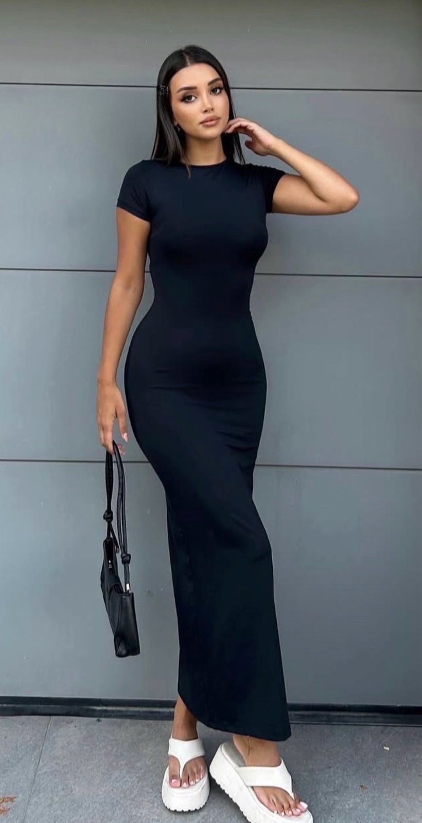 Robe bleu moulante
