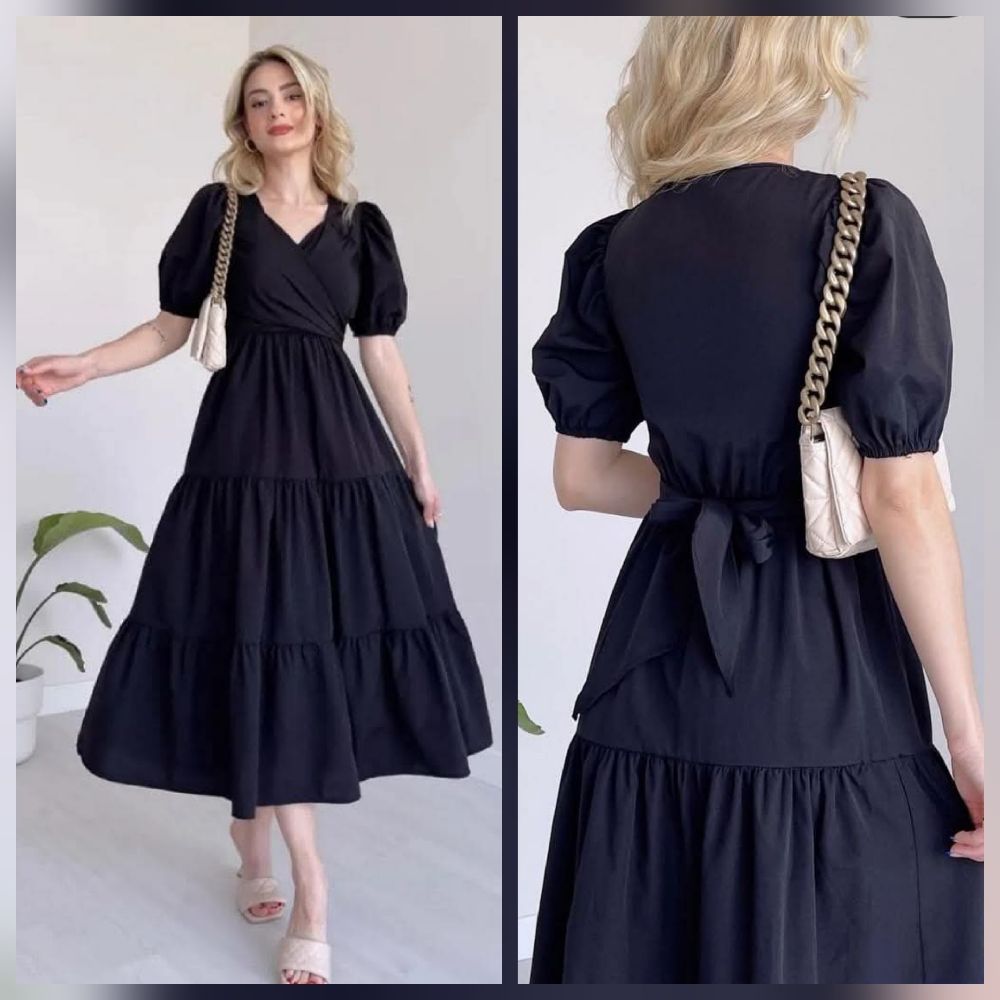Robe noire coupe croisée