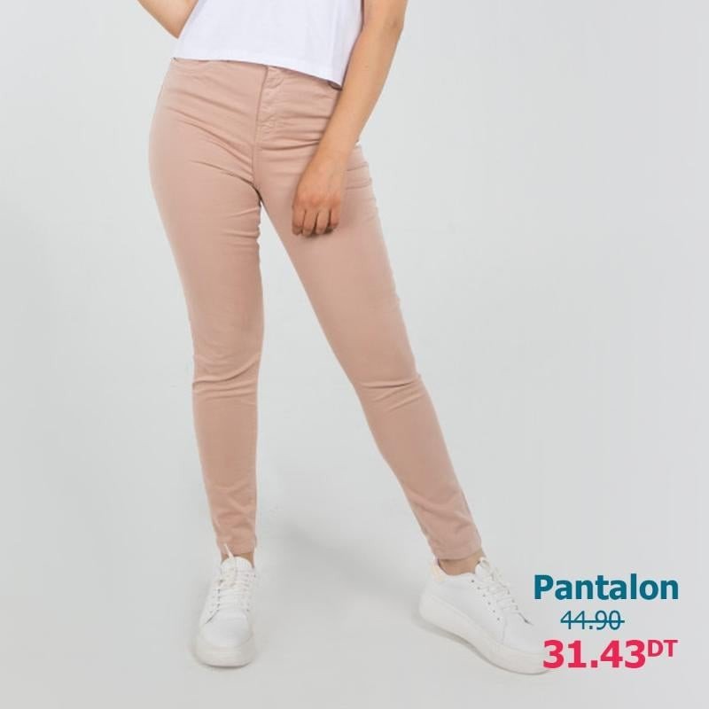 Pantalon taille haute, couleur vieux rose