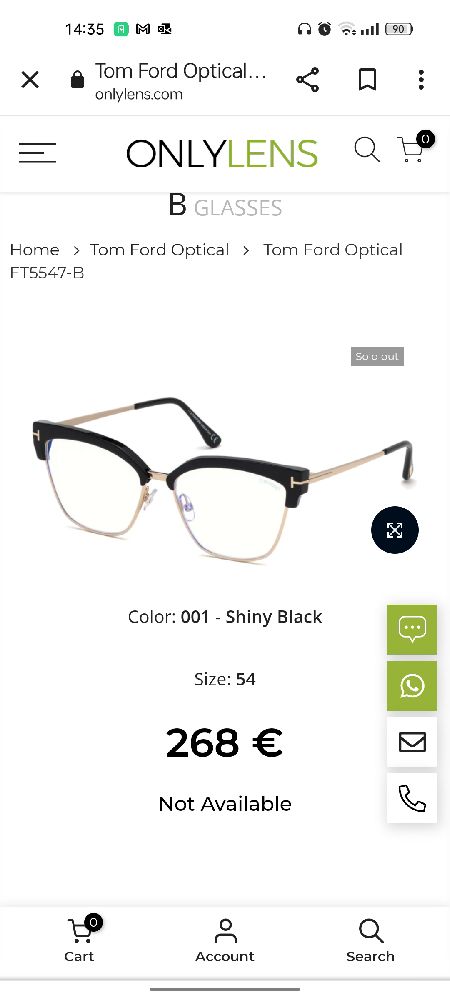 Lunettes Tom Ford avec verres Essilor -3.75
