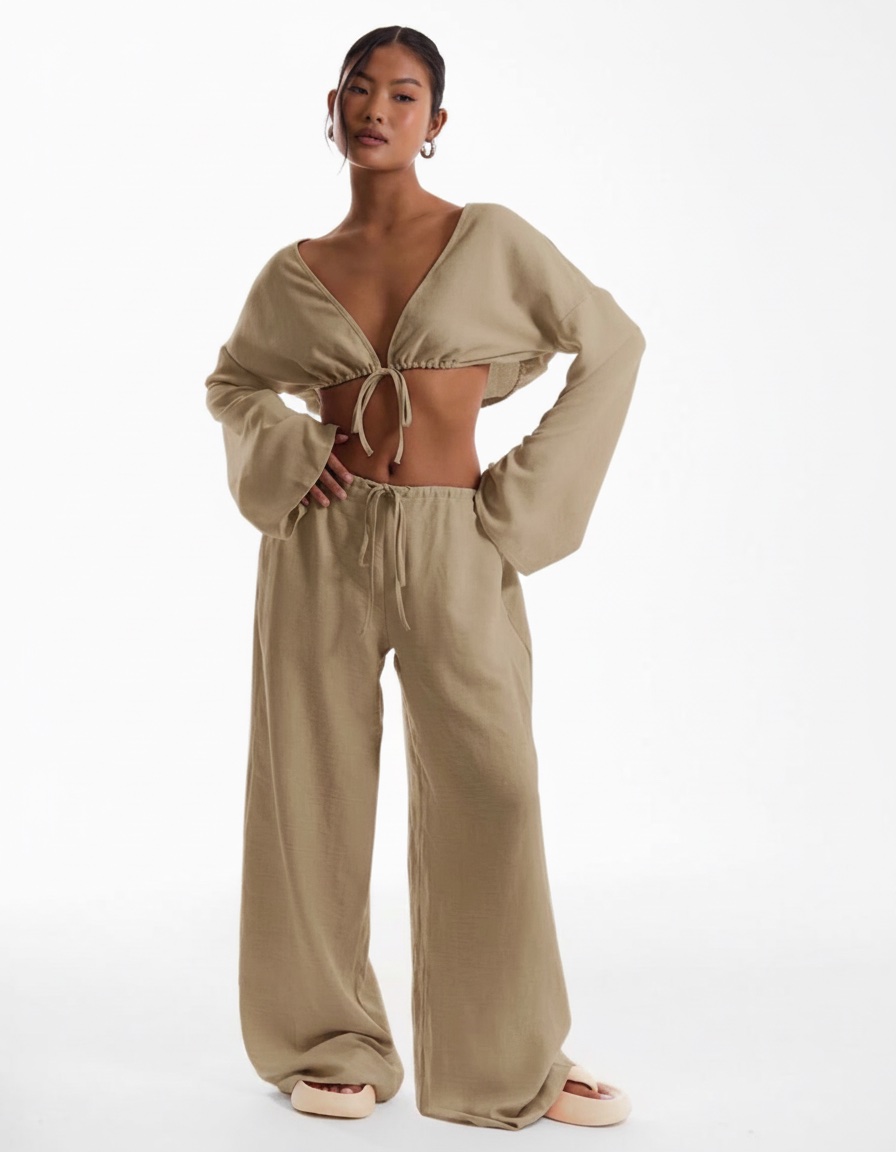 Beige Linen pants SHEIN