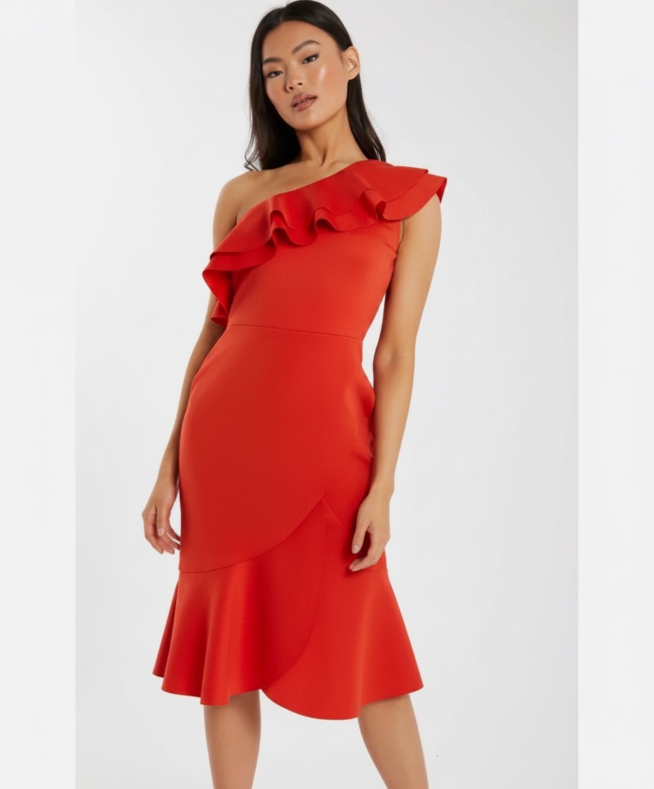 Quiz Ruffled One shoulder Dress 