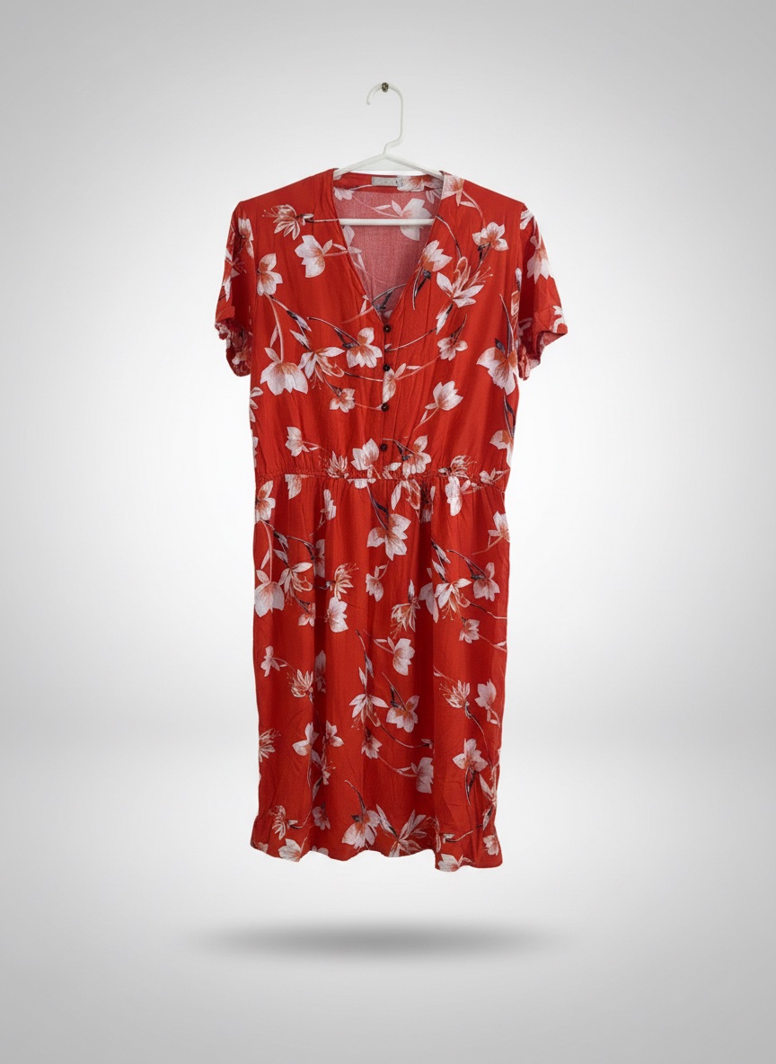Robe orange fleuris 