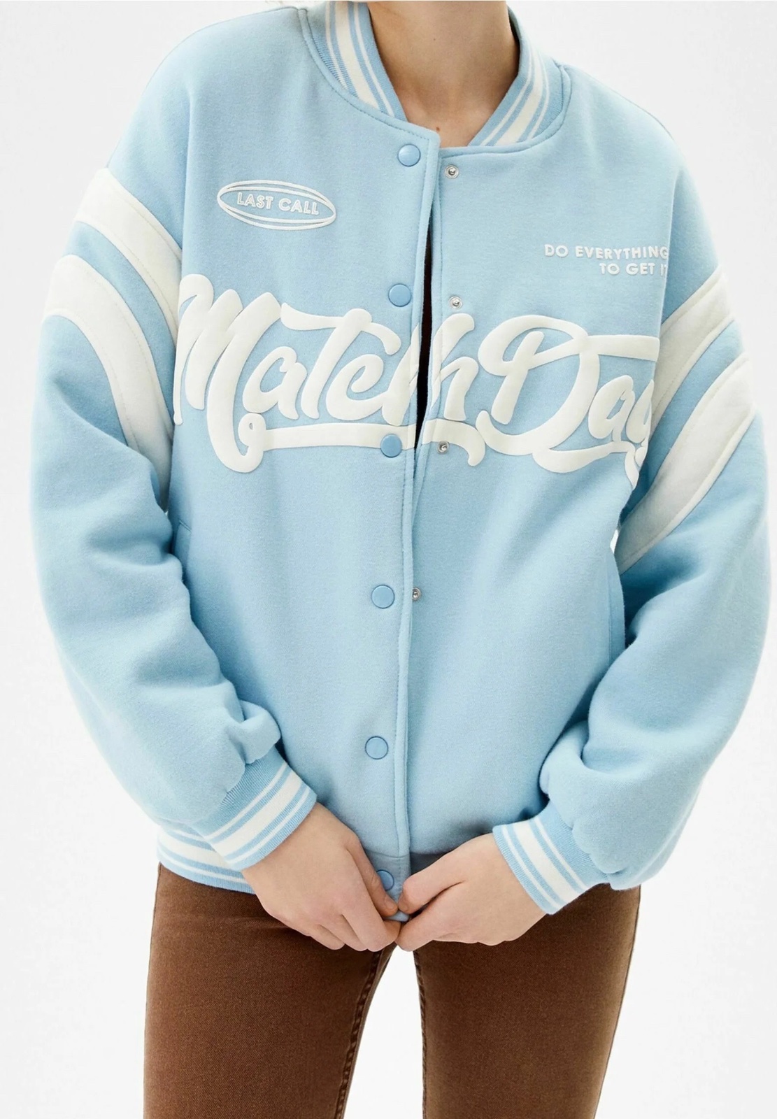 Bershka Blouson Bomber / veste- light blue size L