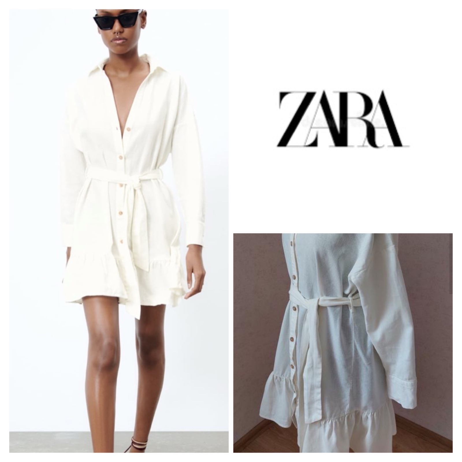 Robe zara ecru en lin 