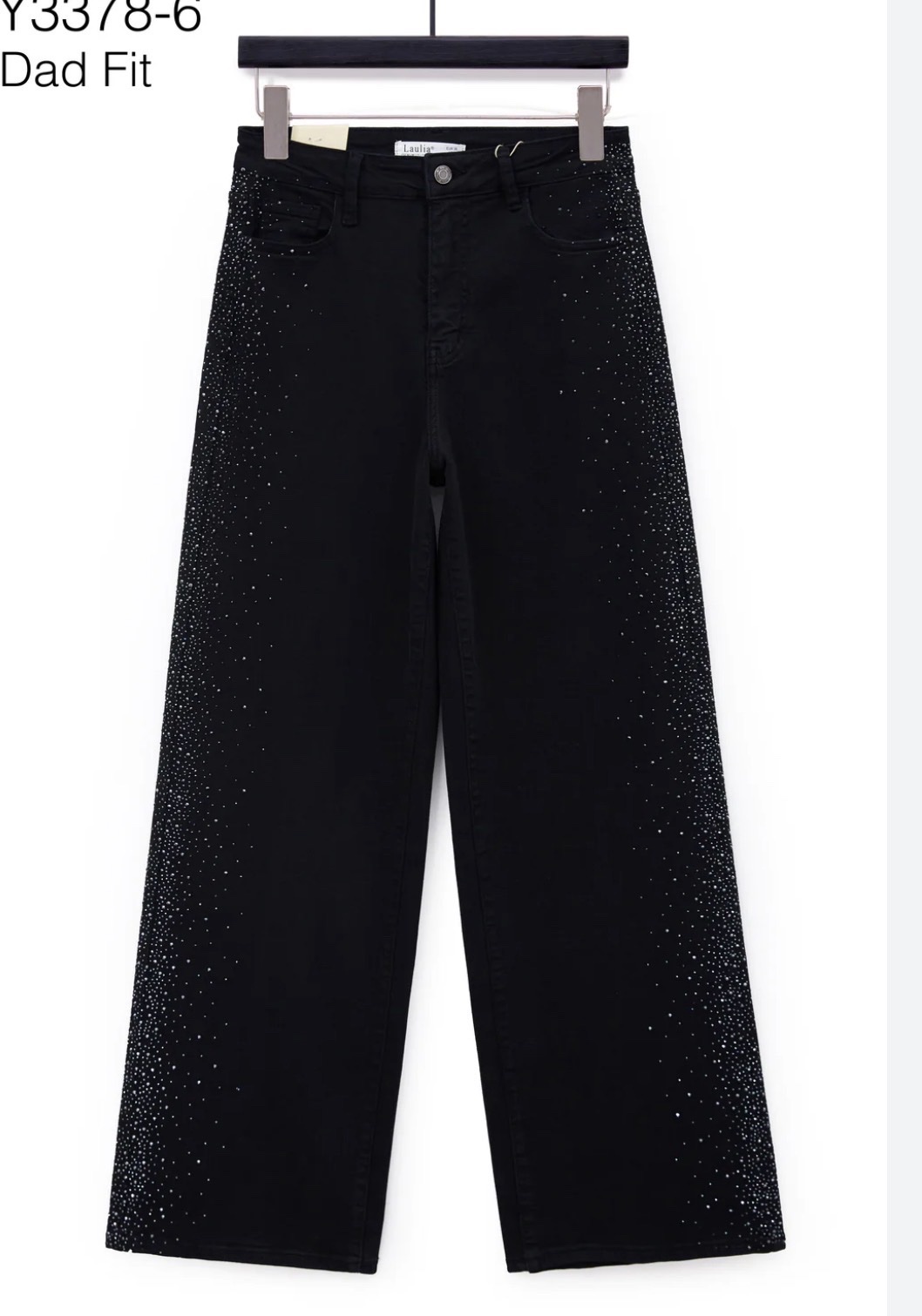 Pantalon noir large bling bling super taille haut 