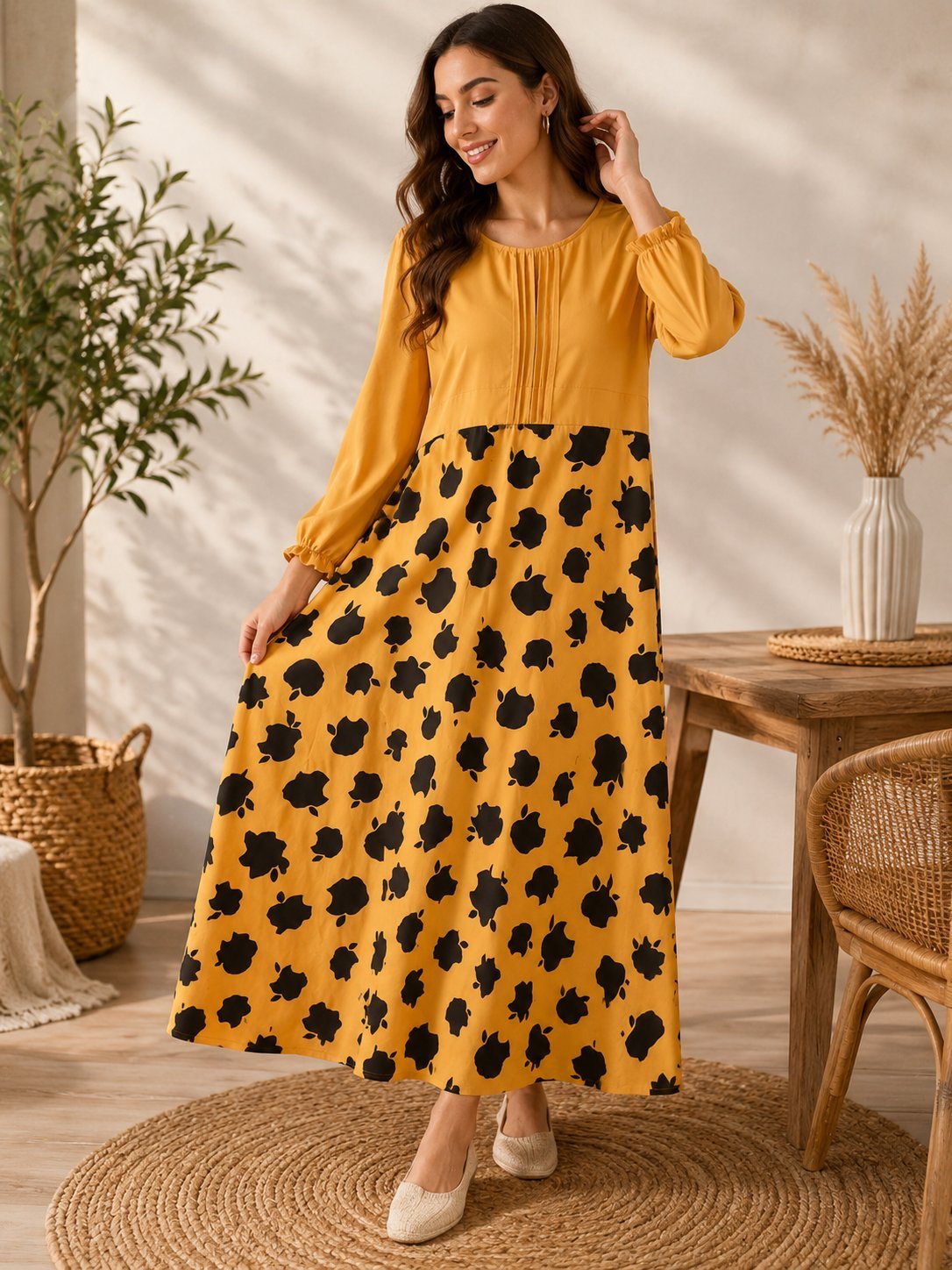 Robe jaune moutarde