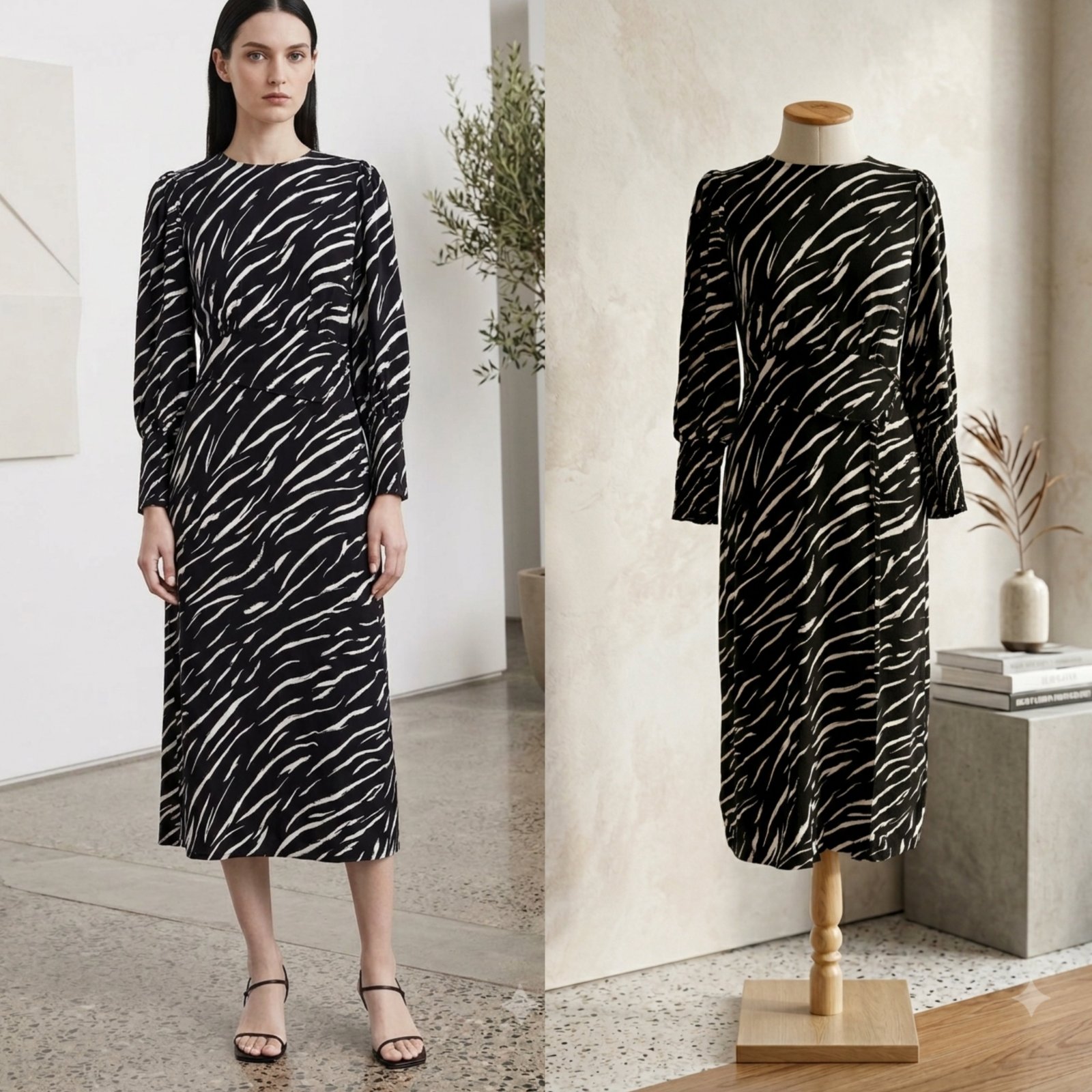 Robe mi-longue new look zebra 🖤🤍