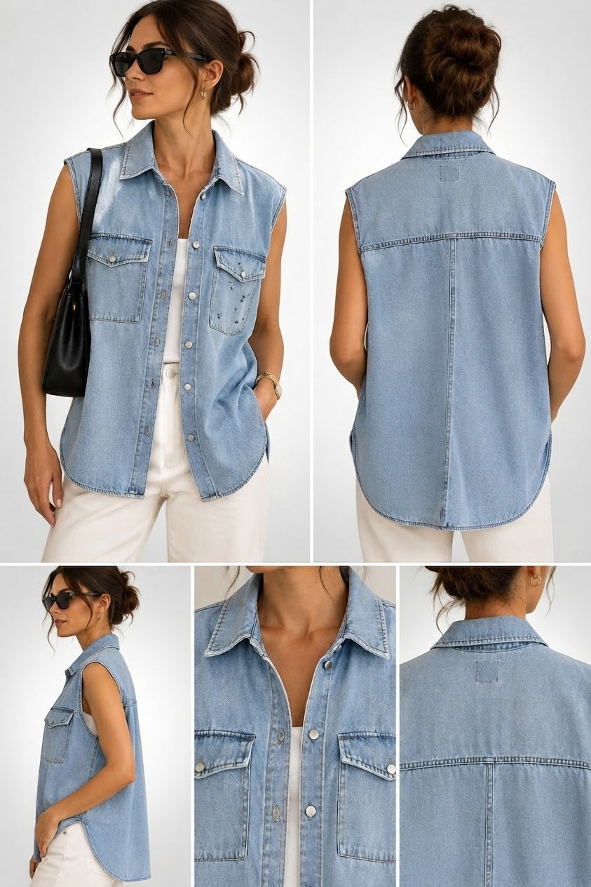 Veste jeans longue sans manches H&M en ecvellente état