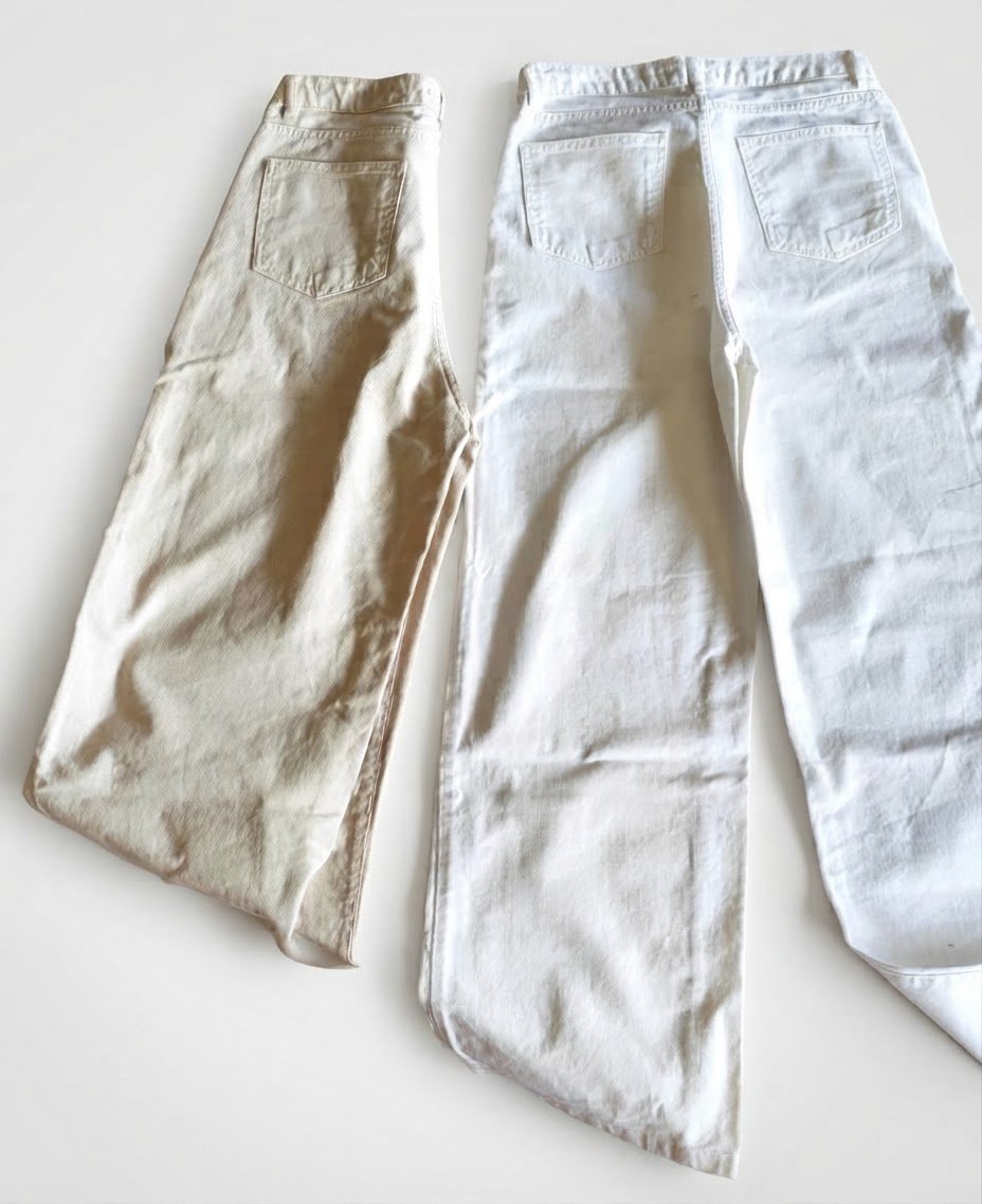 Pantalons larges jeans:  blanc et beige