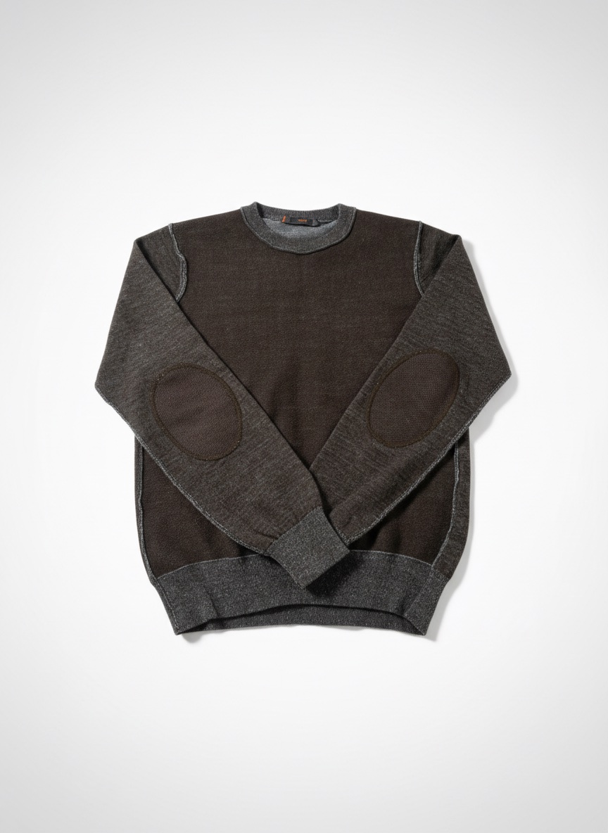 Pull marron foncé avec coudières style casual
