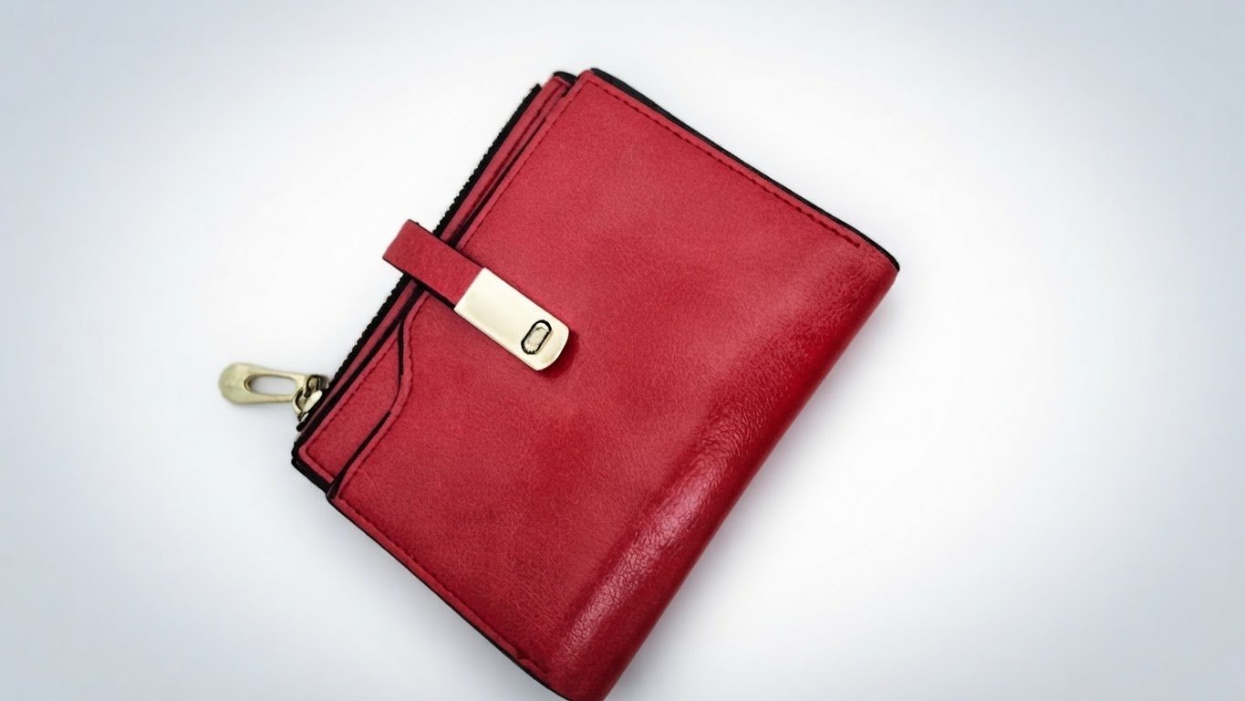 Portefeuille Rouge en cuir 