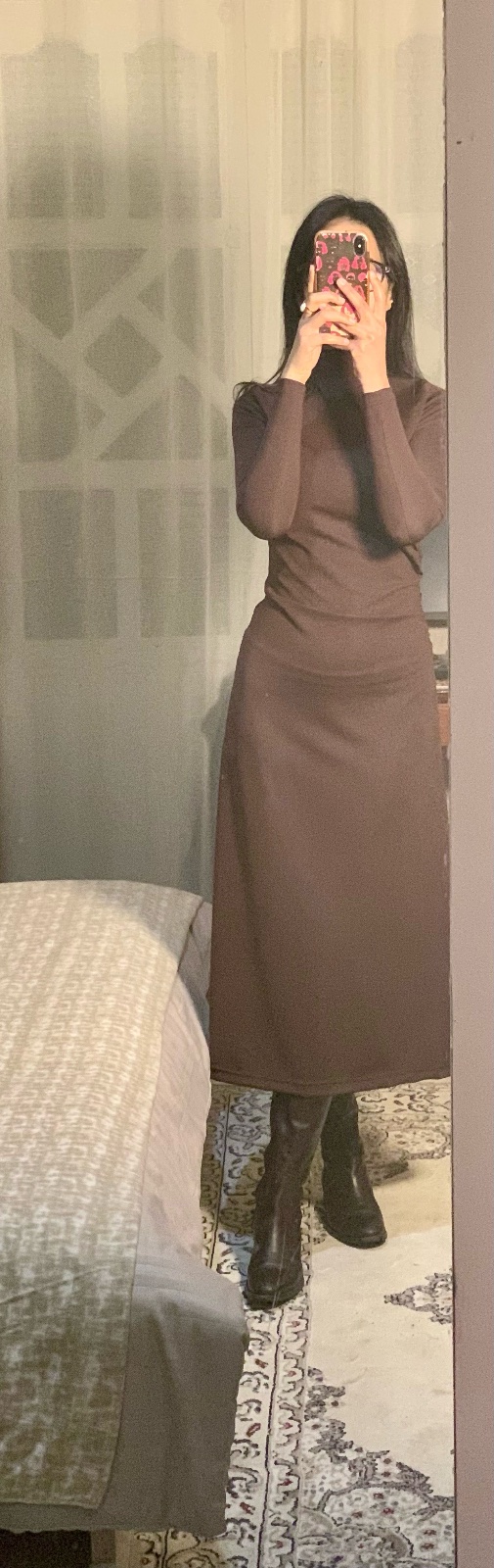Robe marron longue ajustée