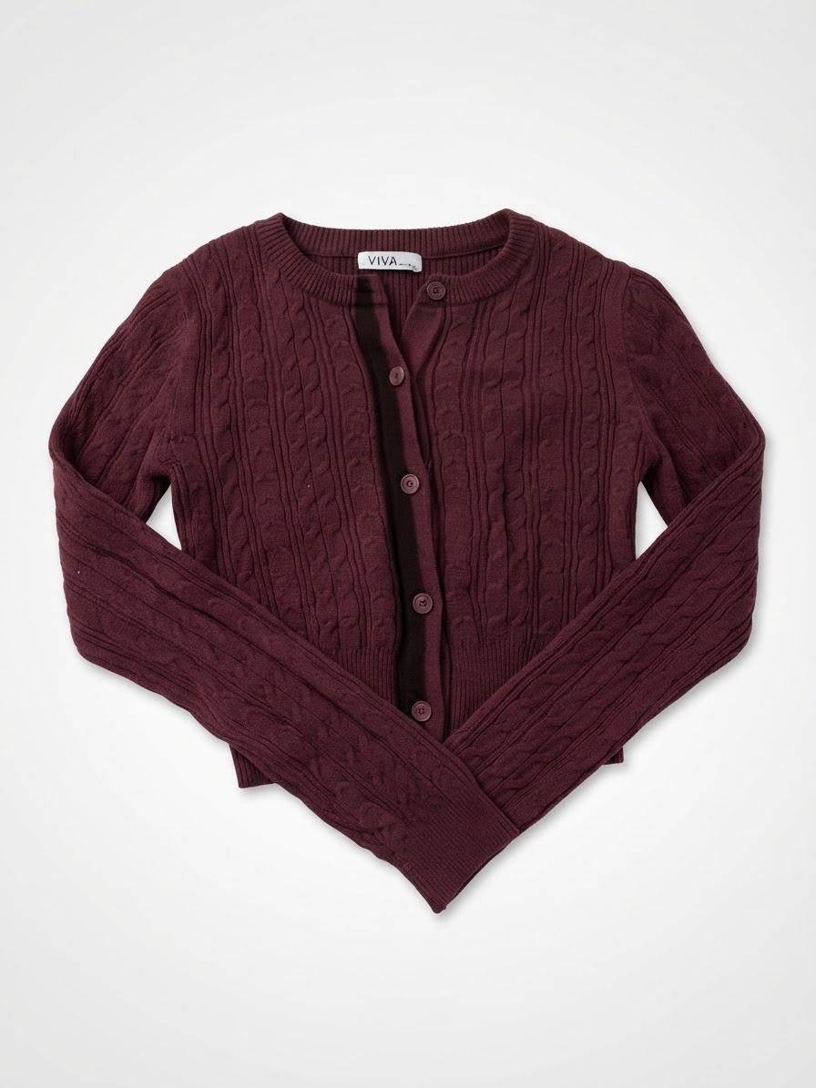 Cardigan / Gilet court burgundy (VIVA by Aliya) ✨