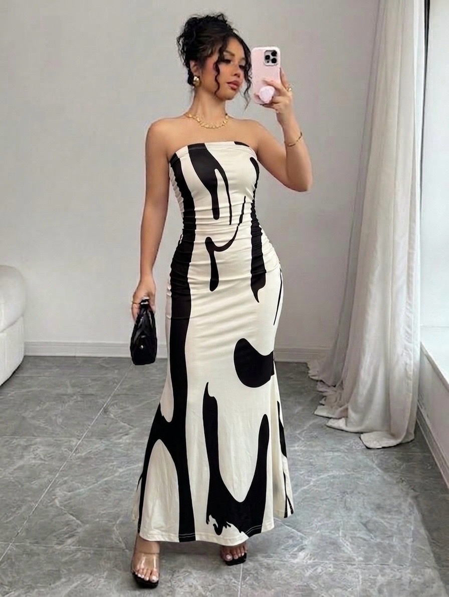 Sublime robe longue sans bretelles Shein 🤎 twali b 16dt bl code promo sifek20 🤩