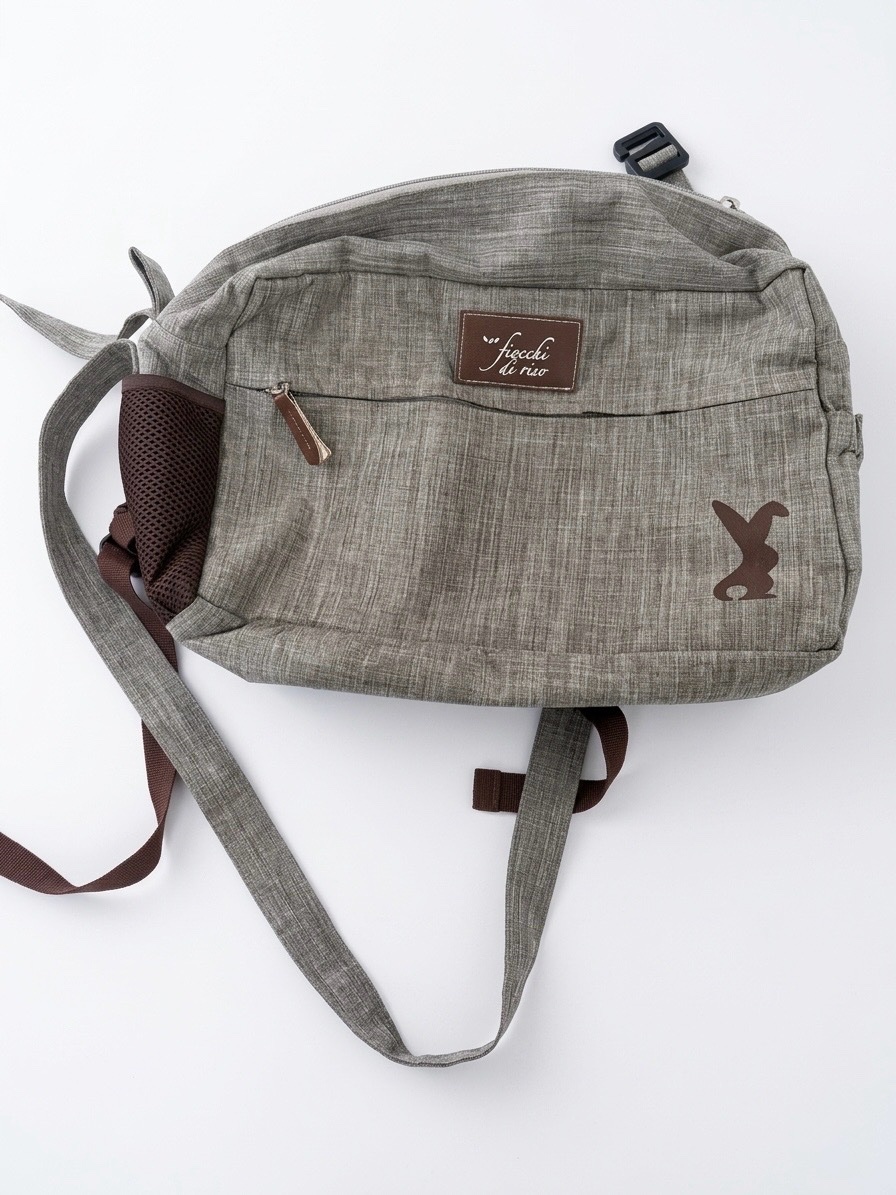 Sac à langer / Sac à dos Fiocchi di Riso – Gris chiné & Marron
