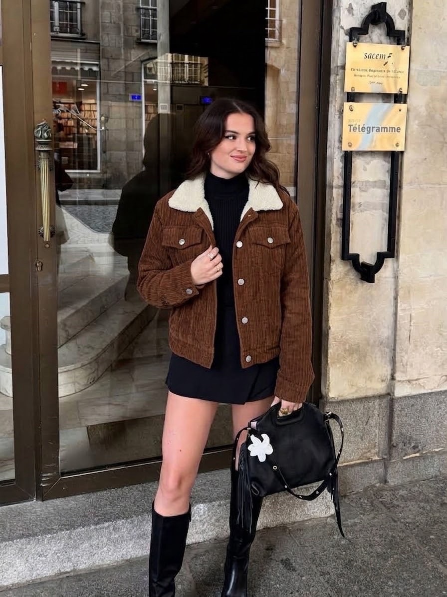 Blouson en velours côtelé marron 