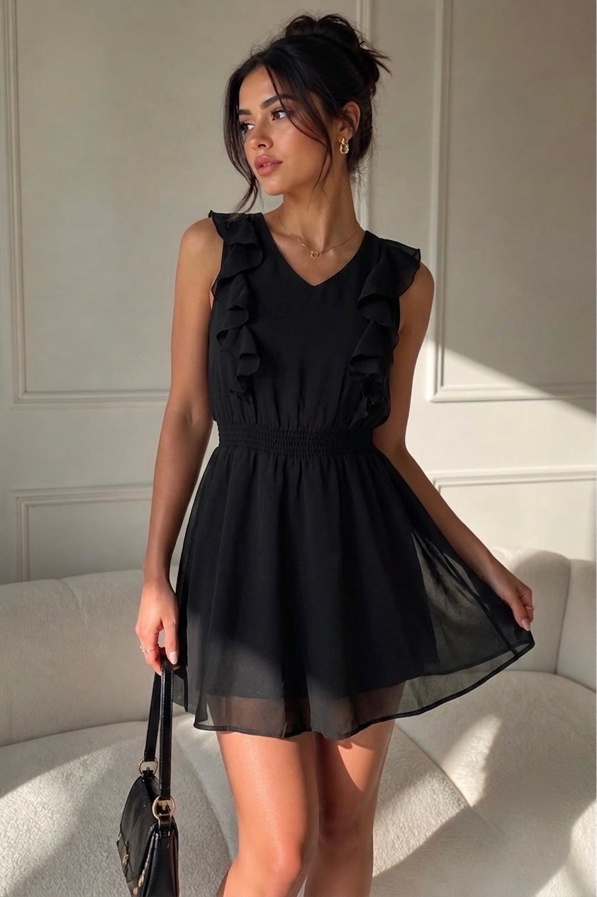 Mini robe noire terranova trés elegante 