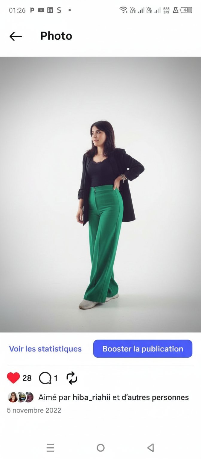 Pontallon vert large taille haut
