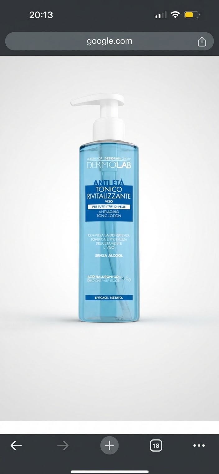 Lotion tonique anti-âge revitalisante de la marque italienne Deborah Milano.
